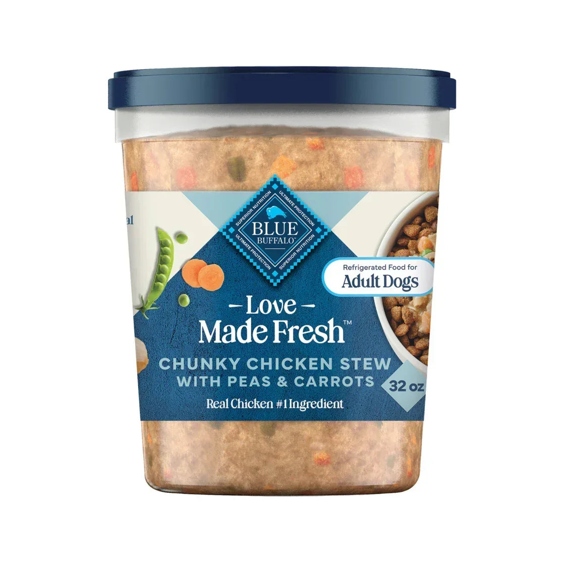 Blue Buffalo Love Made Fresh Dog Food, Refrigerated, Chunky Chicken Stew, 2-lb Tub