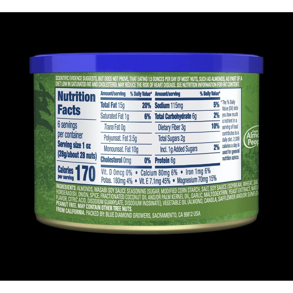 Blue Diamond Almonds, Bold Wasabi & Soy Sauce Flavored Snack Nuts perfect for snacking and on-the-go, 6 oz