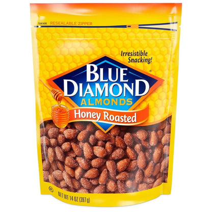 Blue Diamond Almonds, Classic and Sweet Honey Roasted Flavored Snack Nuts for Snacking, Lunches, Holiday, On-The-Go, Kids and Adults, 14oz Bag