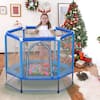 Blue 55 in.Toddlers Trampoline with Safety Enclosure Net and Balls, Indoor Outdoor Mini Trampoline for Kids