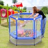 Blue 55 in.Toddlers Trampoline with Safety Enclosure Net and Balls, Indoor Outdoor Mini Trampoline for Kids