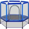 Blue 55 in.Toddlers Trampoline with Safety Enclosure Net and Balls, Indoor Outdoor Mini Trampoline for Kids