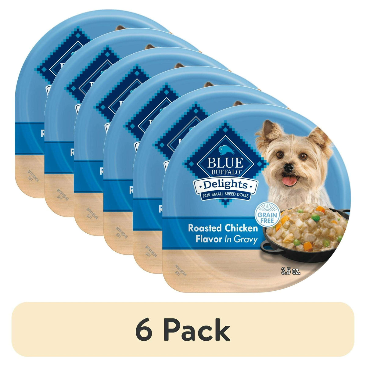 Blue Buffalo Delights Small Breed Roasted Chicken Flavor in Hearty Gravy Wet Dog Food for Adult Dogs, Grain-Free, 3.5 oz. Cup