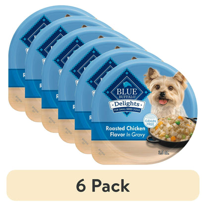 Blue Buffalo Delights Small Breed Roasted Chicken Flavor in Hearty Gravy Wet Dog Food for Adult Dogs, Grain-Free, 3.5 oz. Cup