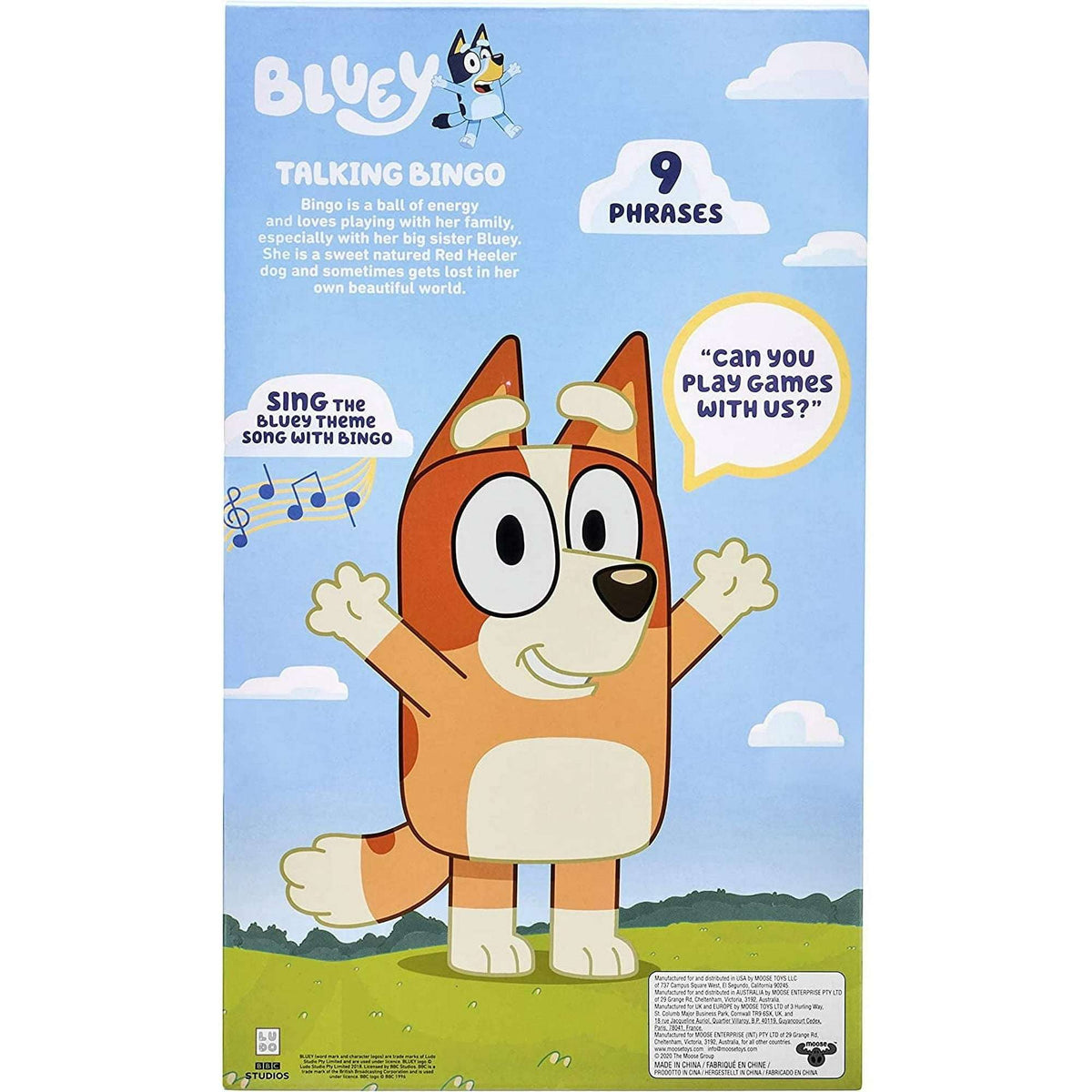 Bluey, Talking Bingo 12 inch Plush, Toys for Kids 3-6 Years