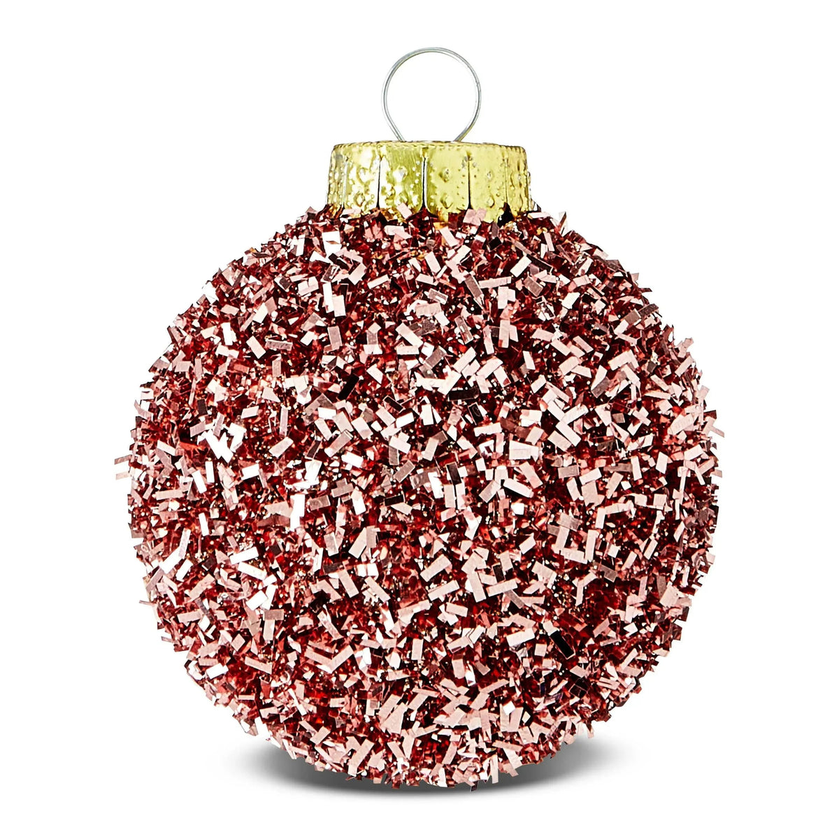 Blush Pink Tinsel Ball Christmas Ornaments, 2.5", 6 Count, by Holiday Time