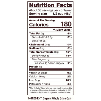 Bob's Red Mill Organic Old Fashioned Rolled Oats, 56 oz.