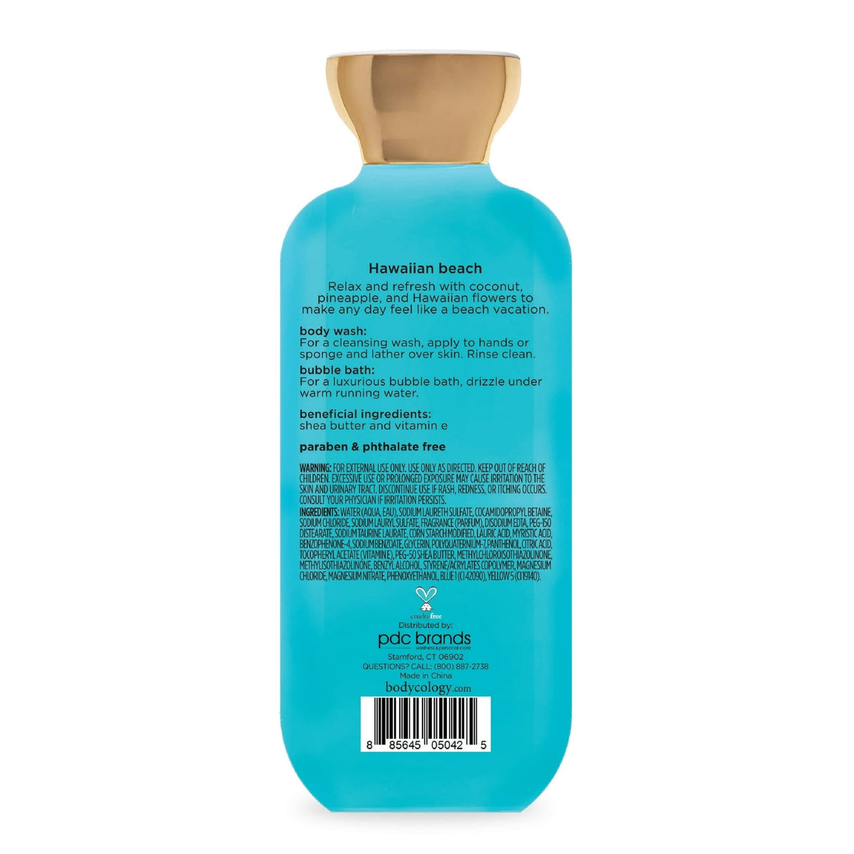 Bodycology Hawaiian Beach 2-in-1 Body Wash & Bubble Bath, 16 fl oz