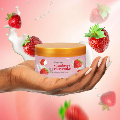 (3 PACK ) Bodycology Strawberry Cheesecake Exfoliating Sugar Scrub, 10.5 oz