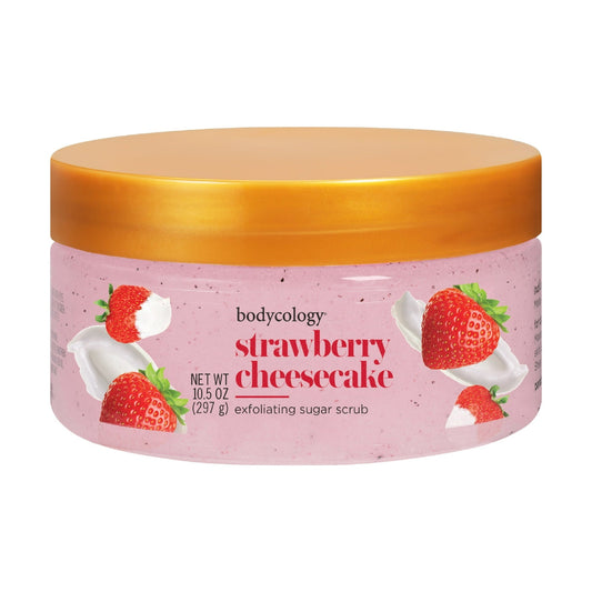 (3 PACK ) Bodycology Strawberry Cheesecake Exfoliating Sugar Scrub, 10.5 oz