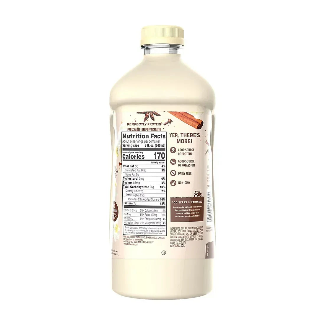 Bolthouse Farms Perfectly Protein Vanilla Chai Tea Soy Beverage, 52 oz.