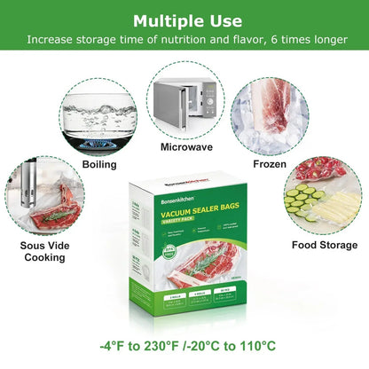 Bonsenkitchen Vacuum Seal Bag Variety Pack, 7 Rolls and 50 Precut Bags