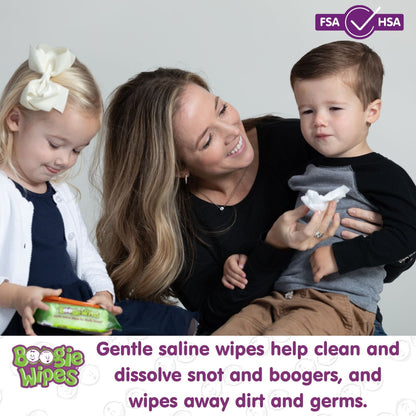 Boogie Wipes Saline Nose Wipes, Hypoallergenic & Alcohol-Free, Fresh Scent, 45 Count
