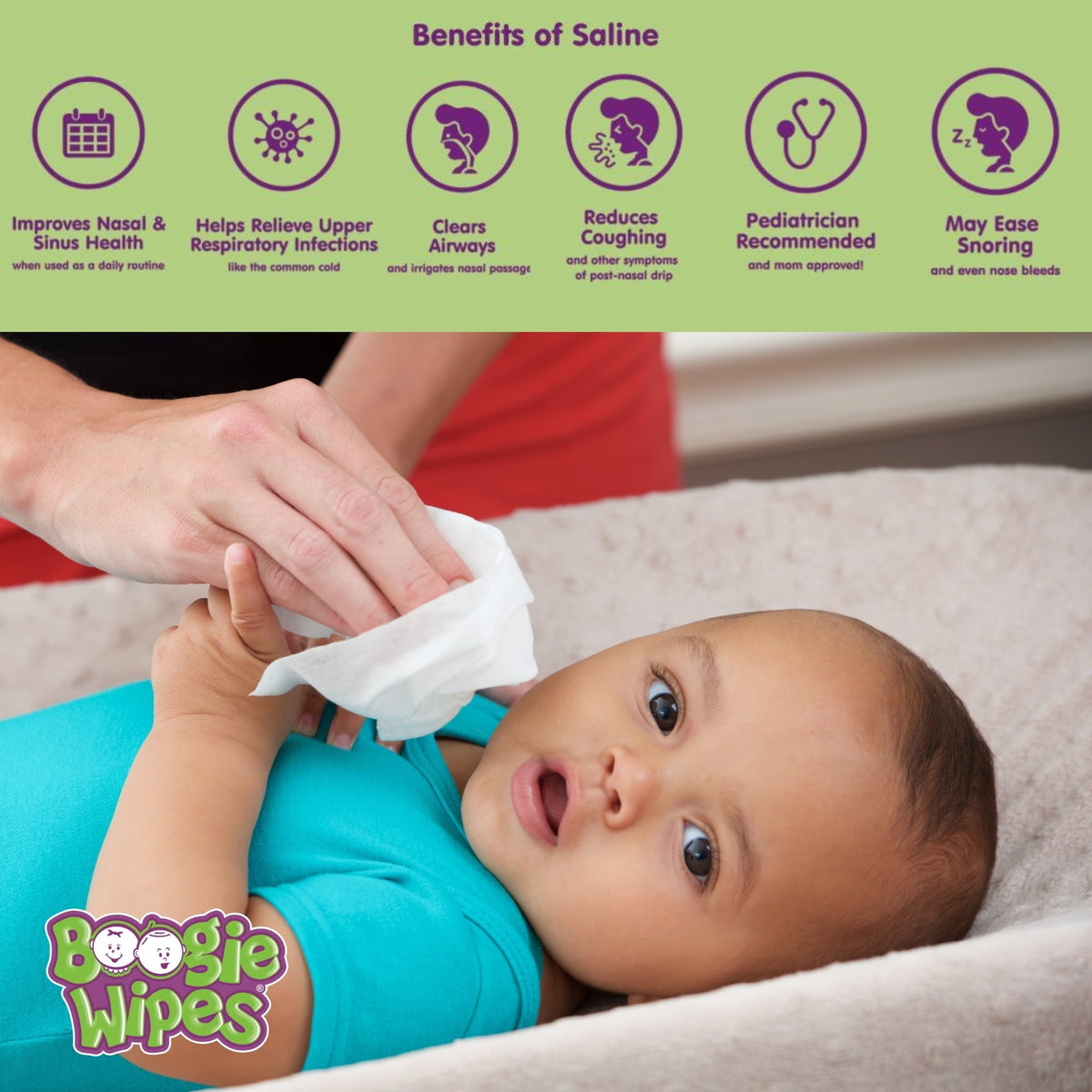 Boogie Wipes Saline Nose Wipes, Hypoallergenic & Alcohol-Free, Fresh Scent, 45 Count