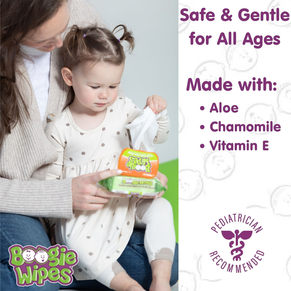 Boogie Wipes Saline Nose Wipes, Hypoallergenic & Alcohol-Free, Fresh Scent, 45 Count