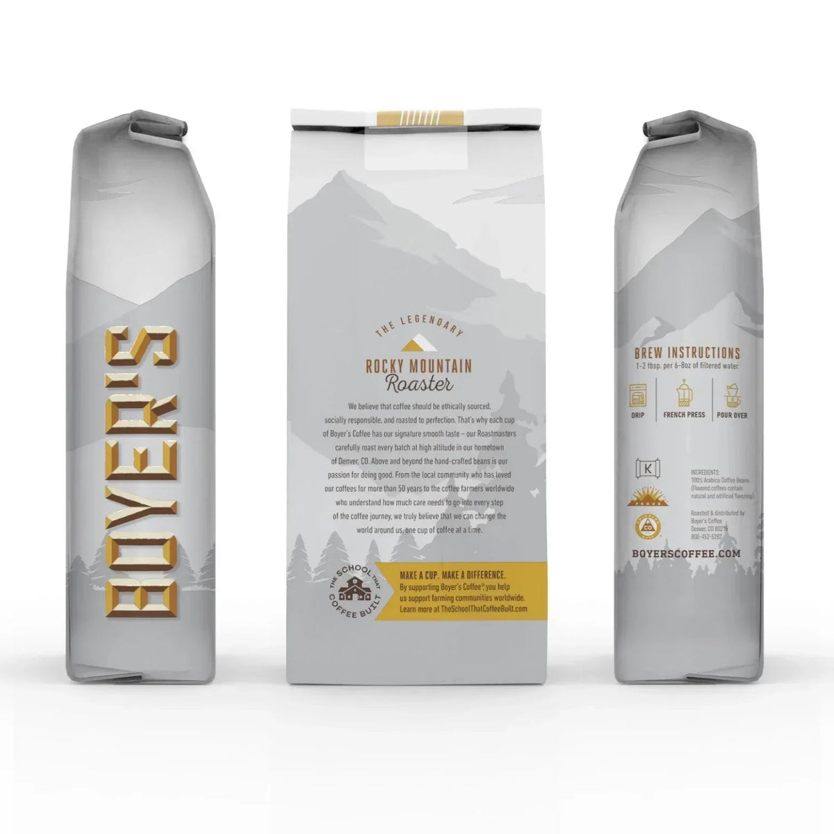 Boyer's Coffee Light Roast Whole Bean, Hazelnut, 36 oz.