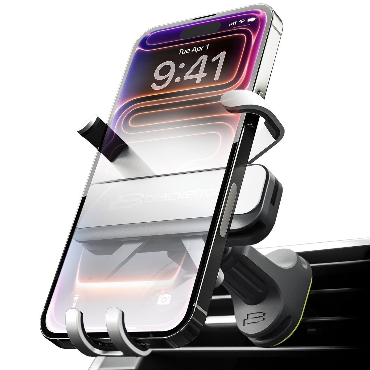 Bracketron AutoGrip Universal Vent Mount Car Phone Holder with Gravity Locking Design, One-Handed Place-to-Lock Operation, Fits Phones up to 3.75” Wide, Low-Profile Vent Mount,