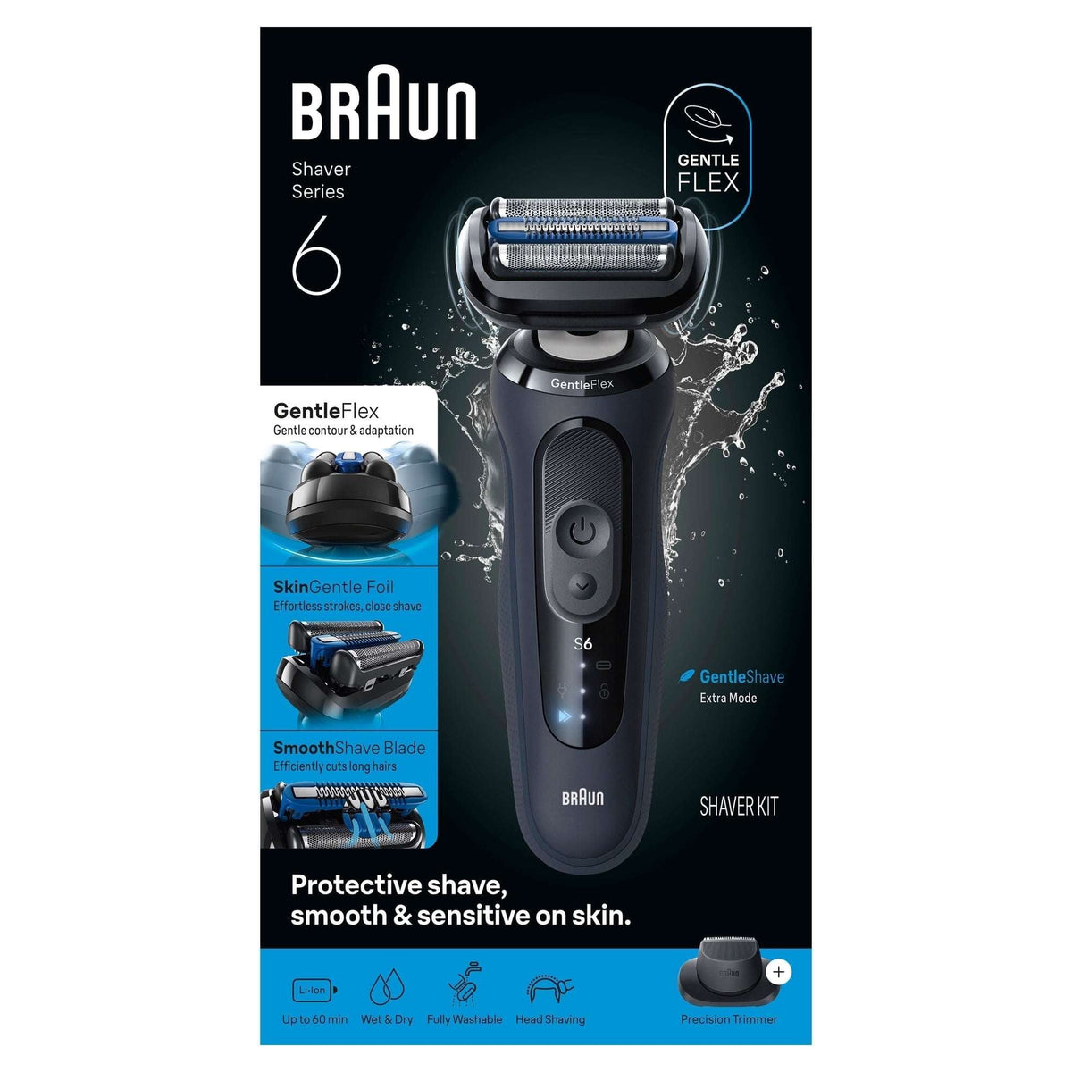 Braun Electric Razor for Men Series 6, Electric Shaver, Precision Trimmer, S6 6120s