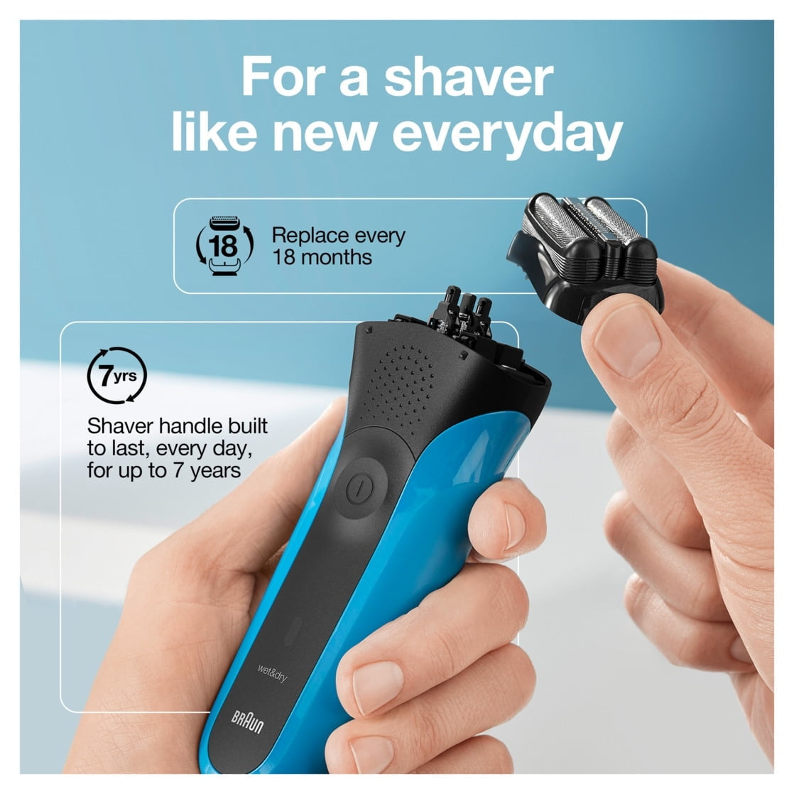 Braun Rechargeable Electric Shaver, Series 3 3010s, Wet & Dry