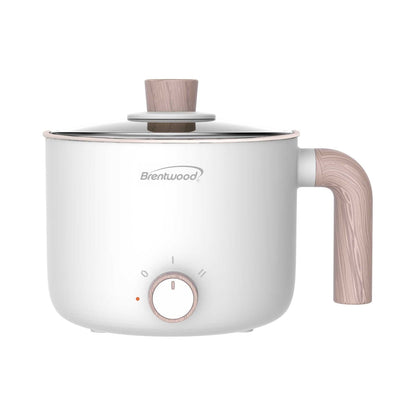 Brentwood 1.6-Qt. Multi-Function Electric Hot Pot Cooker with Ceramic Non-Stick Coating, White, HP-3170W, HP-3170W