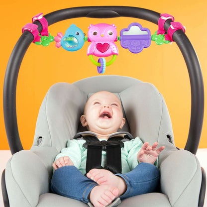 Bright Starts Busy Birdies Carrier Toy Bar Musical Take-Along Toy with Lights, Ages Newborn +