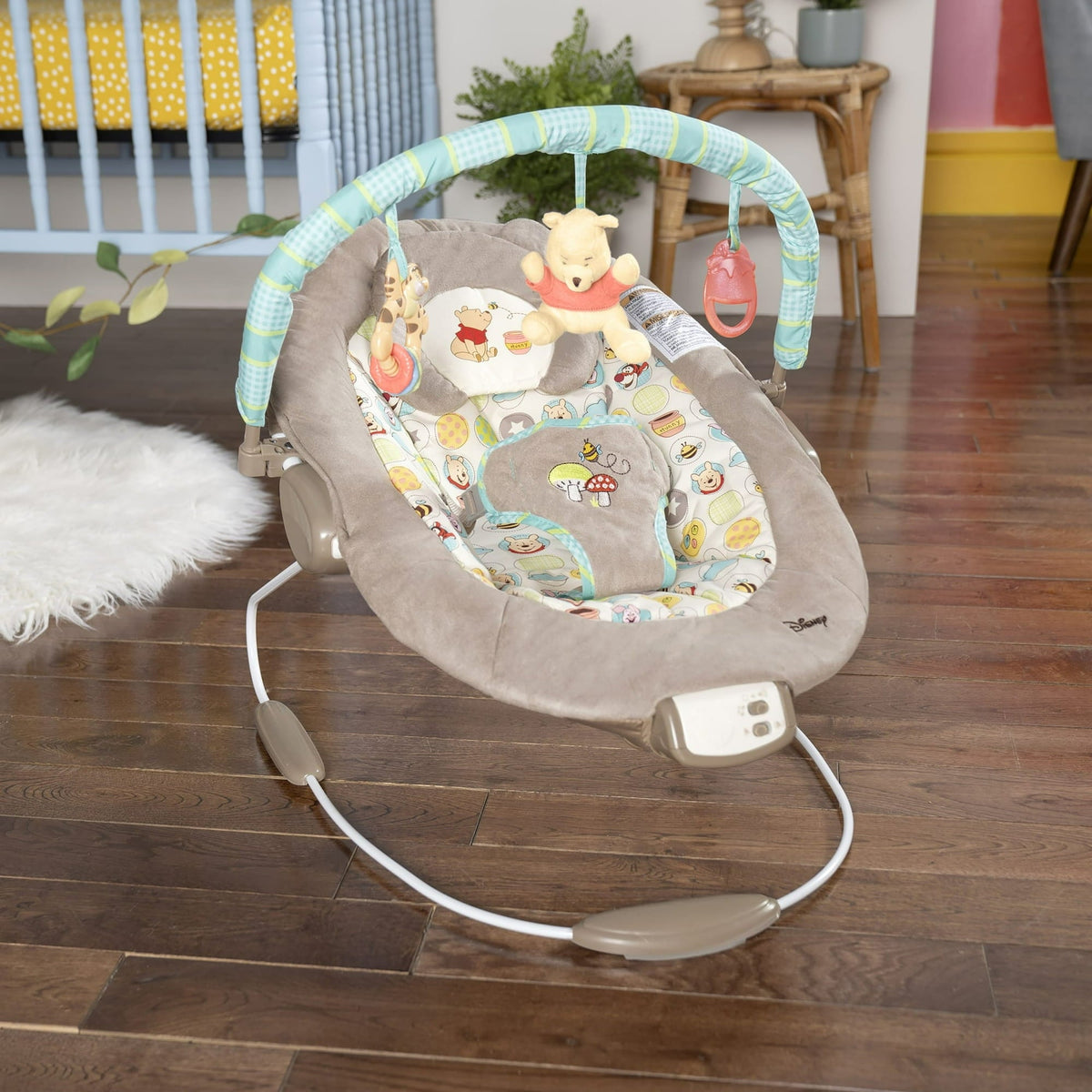 Bright Starts Disney Baby Winnie the Pooh Dots & Hunny Pots Baby Bouncer Vibrating Infant Seat
