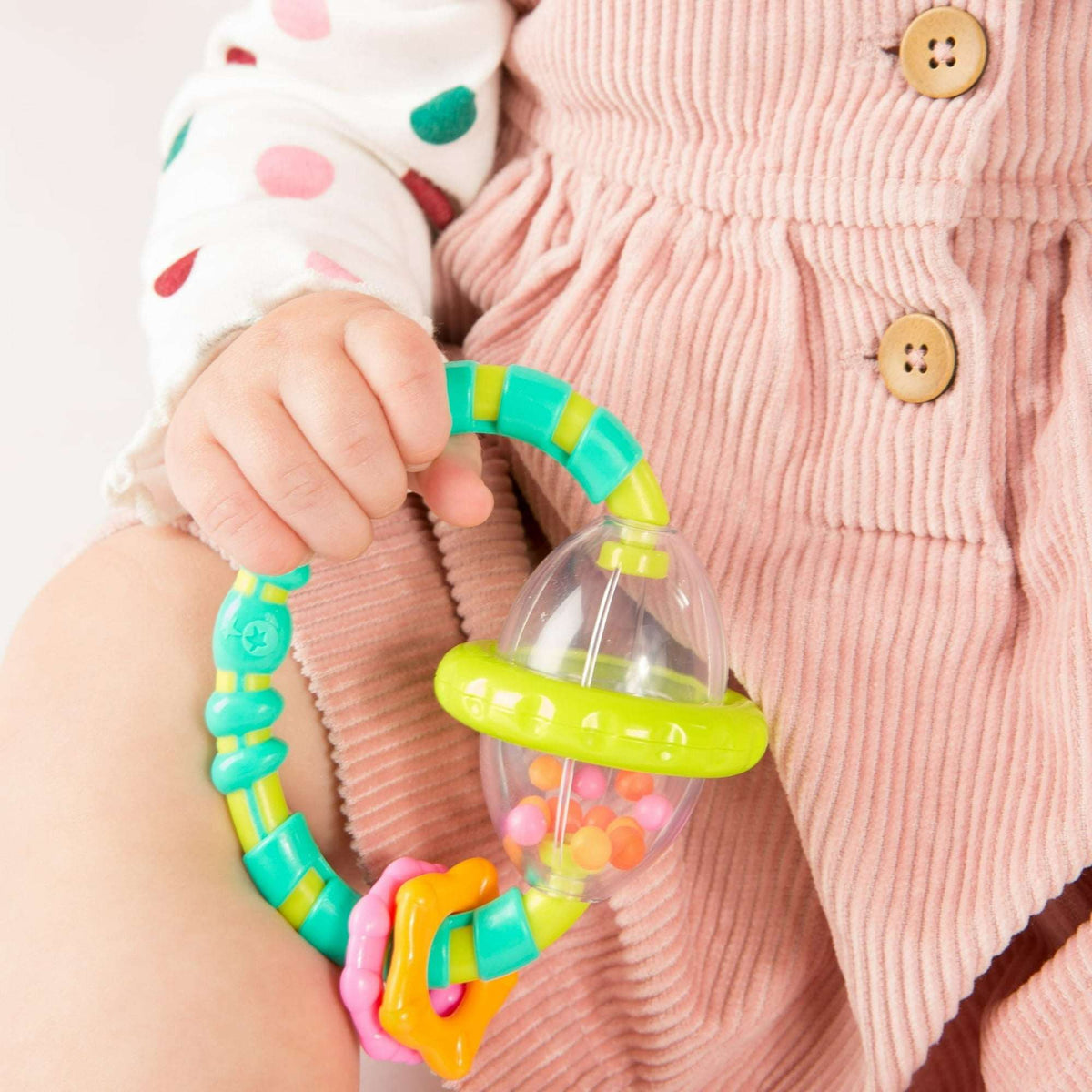 Bright Starts Grab and Spin Baby Rattle and BPA-Free Teether Toy, Ages 3 Months+