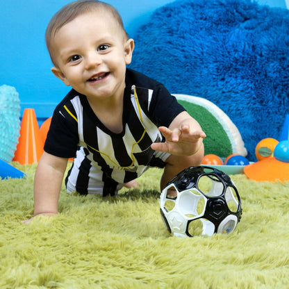Bright Starts Grippin’ Goals Rattle Ball – Black & White
