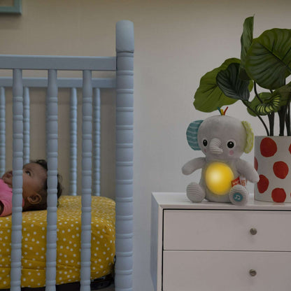 Bright Starts Hug-a-Bye Baby Elephant Stuffed Animal Dual-Mode Soft Toy Soother, Gray