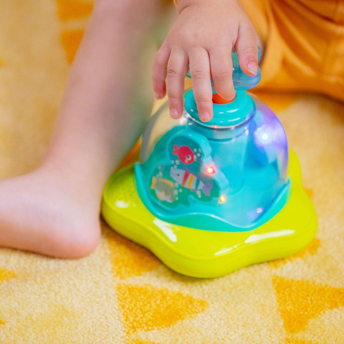 Bright Starts Press & Glow Spinner Baby Toy with Lights and Sounds, For Ages 6 Months+