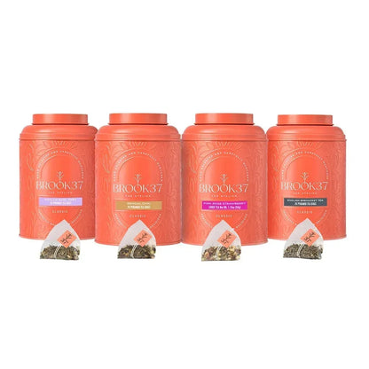 Brook 37 Curated Indulgence Tea Gift Collection, 4 Tins, 80 Tea Bags Total