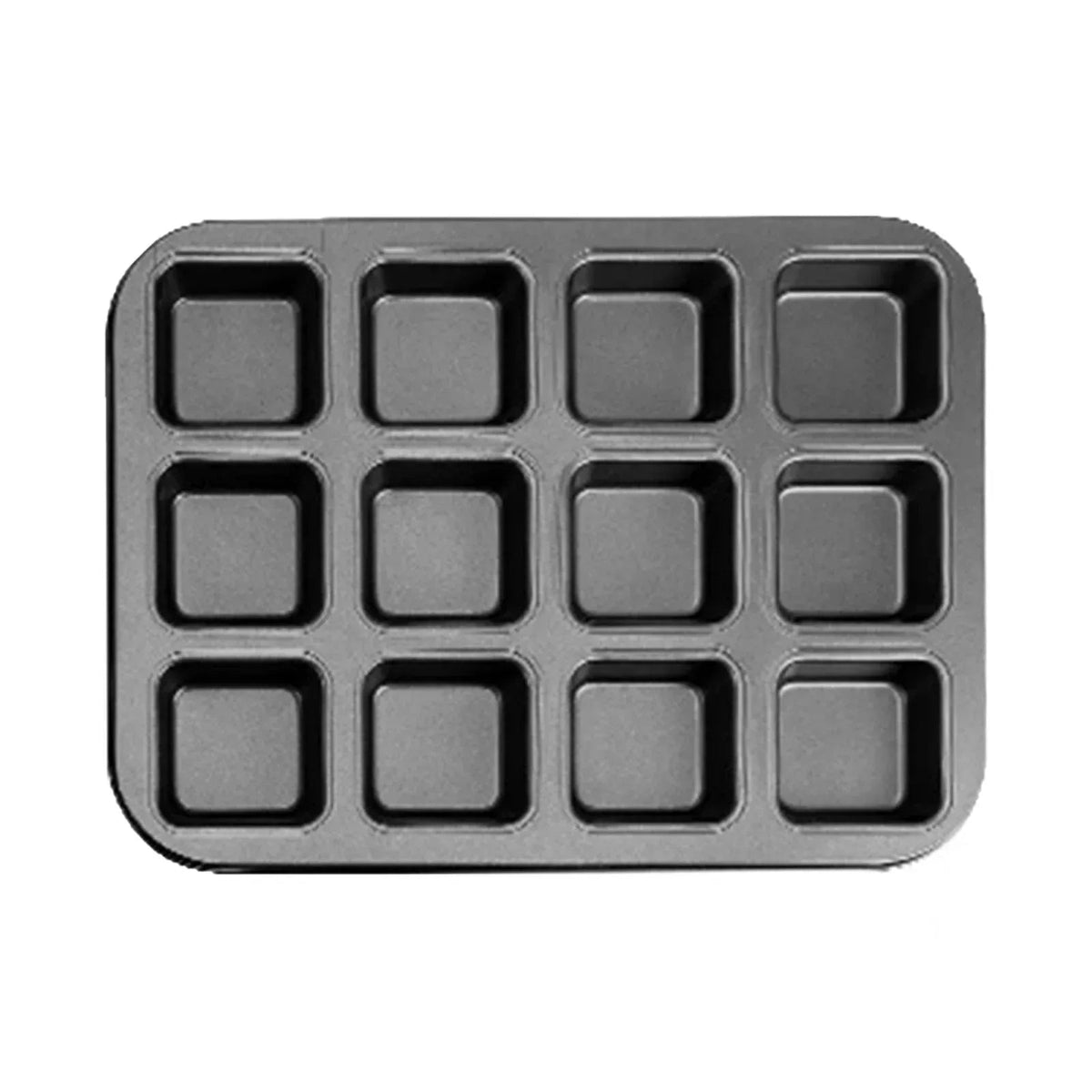 Brownie Pan with Dividers, 1 Set 12 Cavity All Edges Square Cupcake Brownie Pans Mini Cake Non Stick Baking Carbon Steel Bread Mold Small Edge 3x4 Individual Cutter Sheet Tray for Cookie Oven