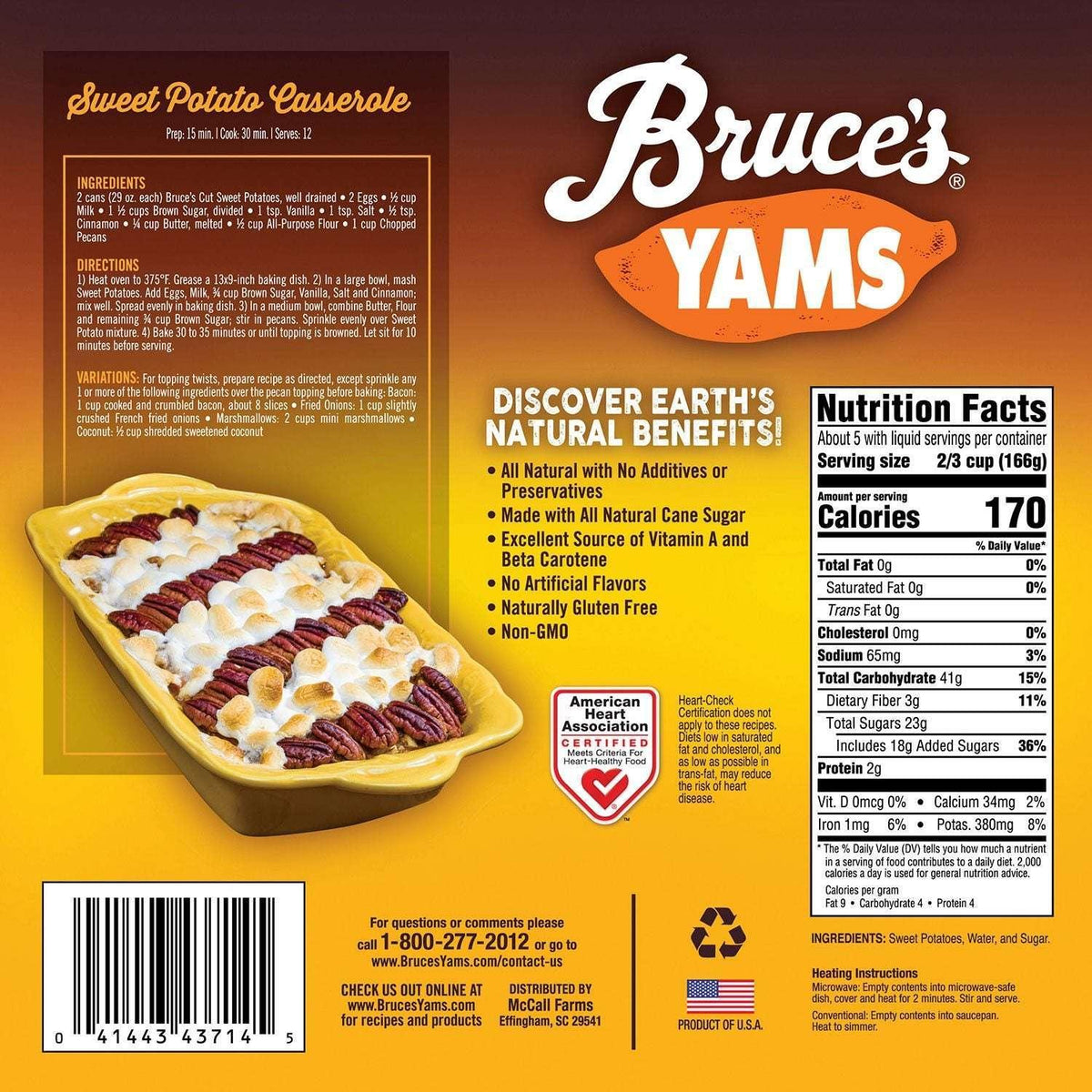 Bruce's Cut Yams, 29 oz., 4 pk.