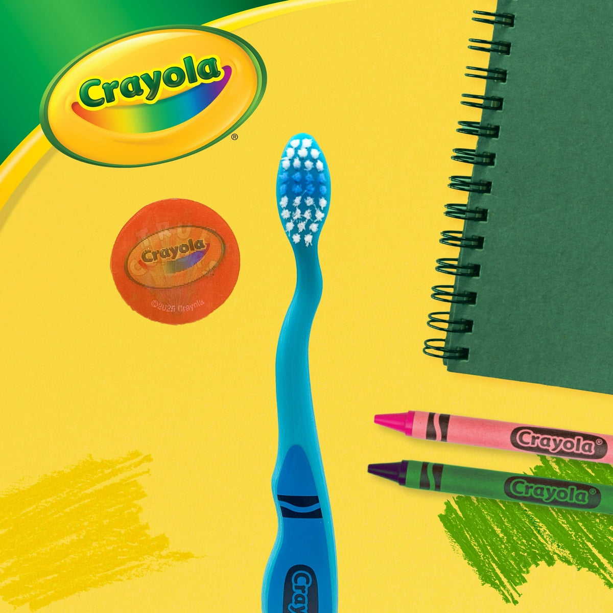 Brush Buddies Crayola Soft Bristle Toothbrush Set for Toddlers, 3 Piece Travel Kit with Cover and Cup
