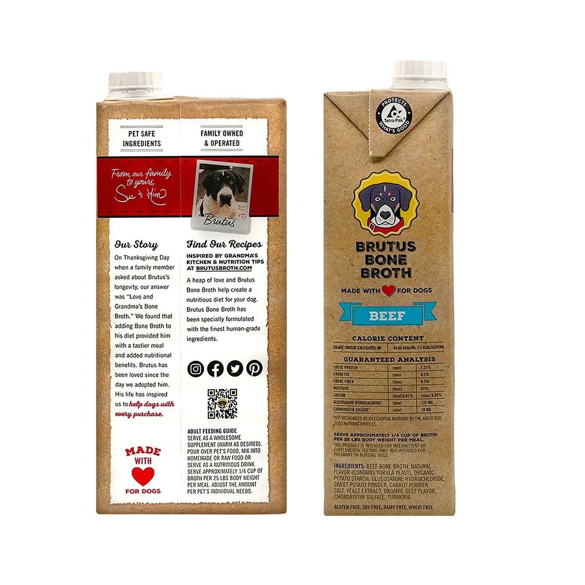 Brutus Bone Broth, Beef Bone Broth Adult Dog Meal Topper, 32 oz., 3 pk.
