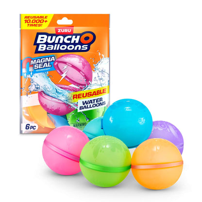 Bunch O Balloons Reusable Water Balloons 6 Pack by ZURU, Self Sealing Pool Beach Toys for Kids, Teens & Adults Ages 3 +