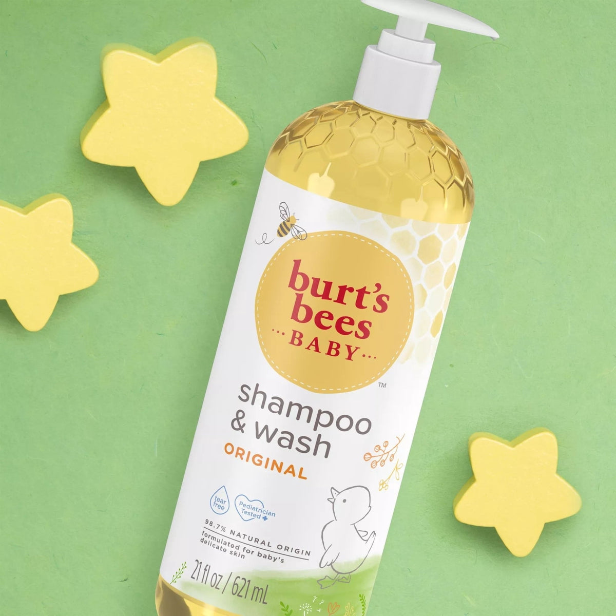 Burt's Bees Baby Shampoo and Wash, Original, Tear Free, Pediatrician Tested, 21 Fluid Ounces
