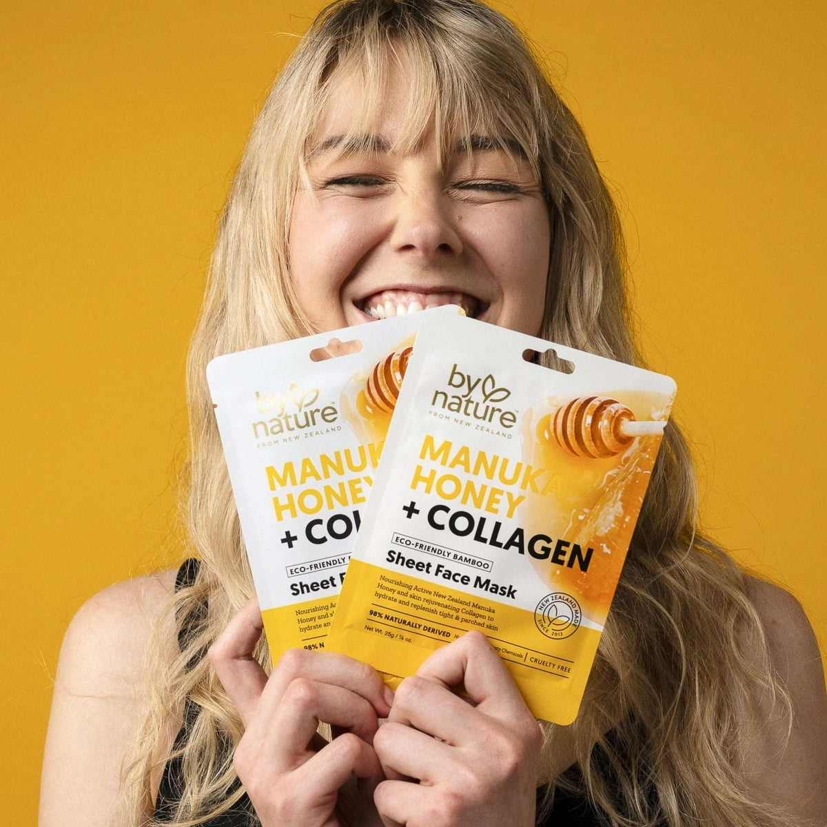 By Nature Skincare from New Zealand Manuka Honey And Collagen Sheet Face Mask to Nourish and Rejuvenate All Skin Types (5 Pack)