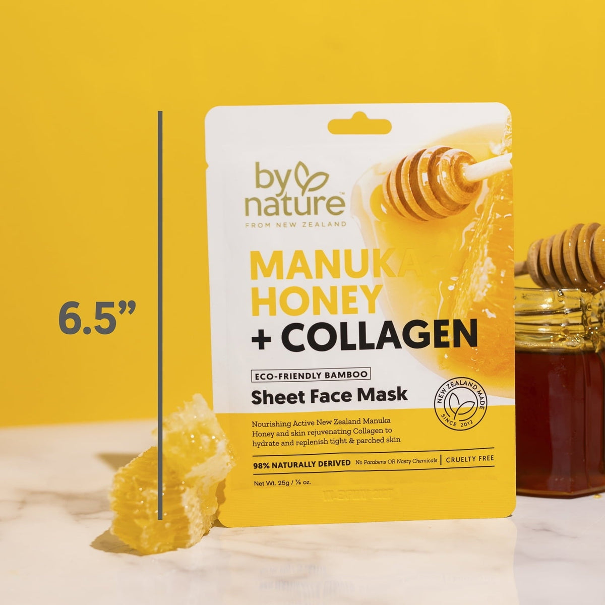 By Nature Skincare from New Zealand Manuka Honey And Collagen Sheet Face Mask to Nourish and Rejuvenate All Skin Types (5 Pack)