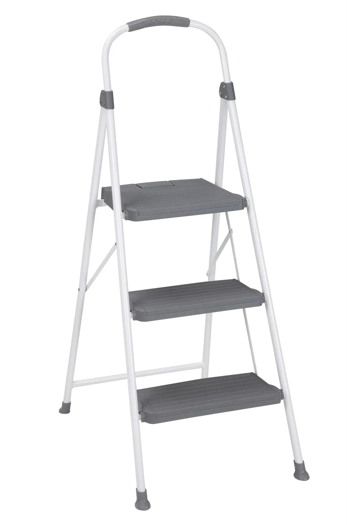 3 Step Connection Step Stool ( White & Gray, 8ft 10in Max Reach)