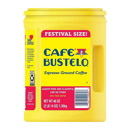 Cafe Bustelo Espresso Dark Roast Coffee, Festival Size Ground Coffee Canister, 46 oz.