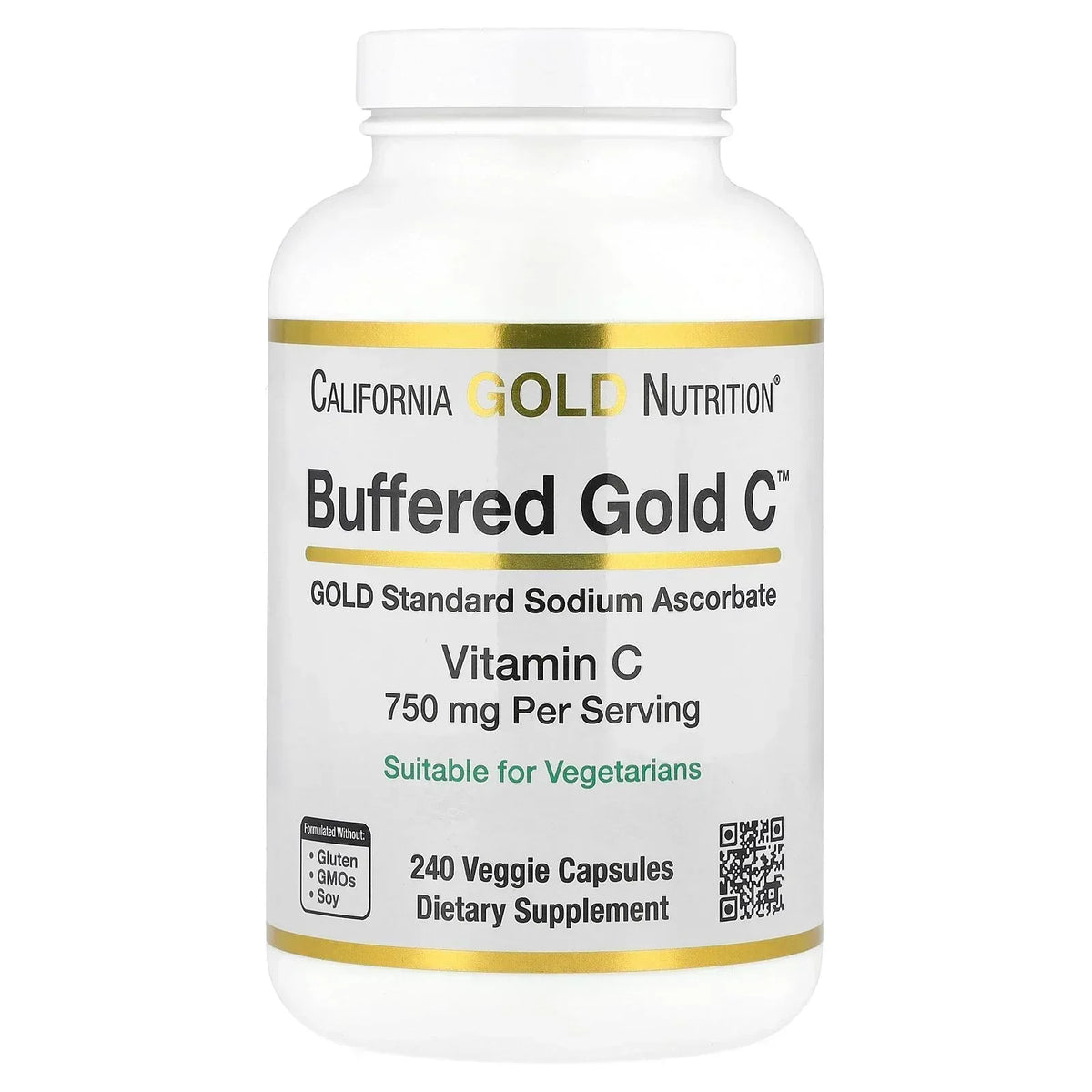 California Gold Nutrition Buffered Gold C, Gold Standard Sodium Ascorbate (Vitamin C), 60 Veggie Capsules