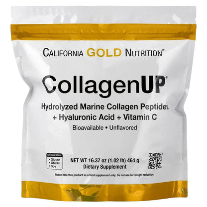 California Gold Nutrition CollagenUP®, Hydrolyzed Marine Collagen Peptides with Hyaluronic Acid and Vitamin C, Unflavored, 7.26 oz (206 g)
