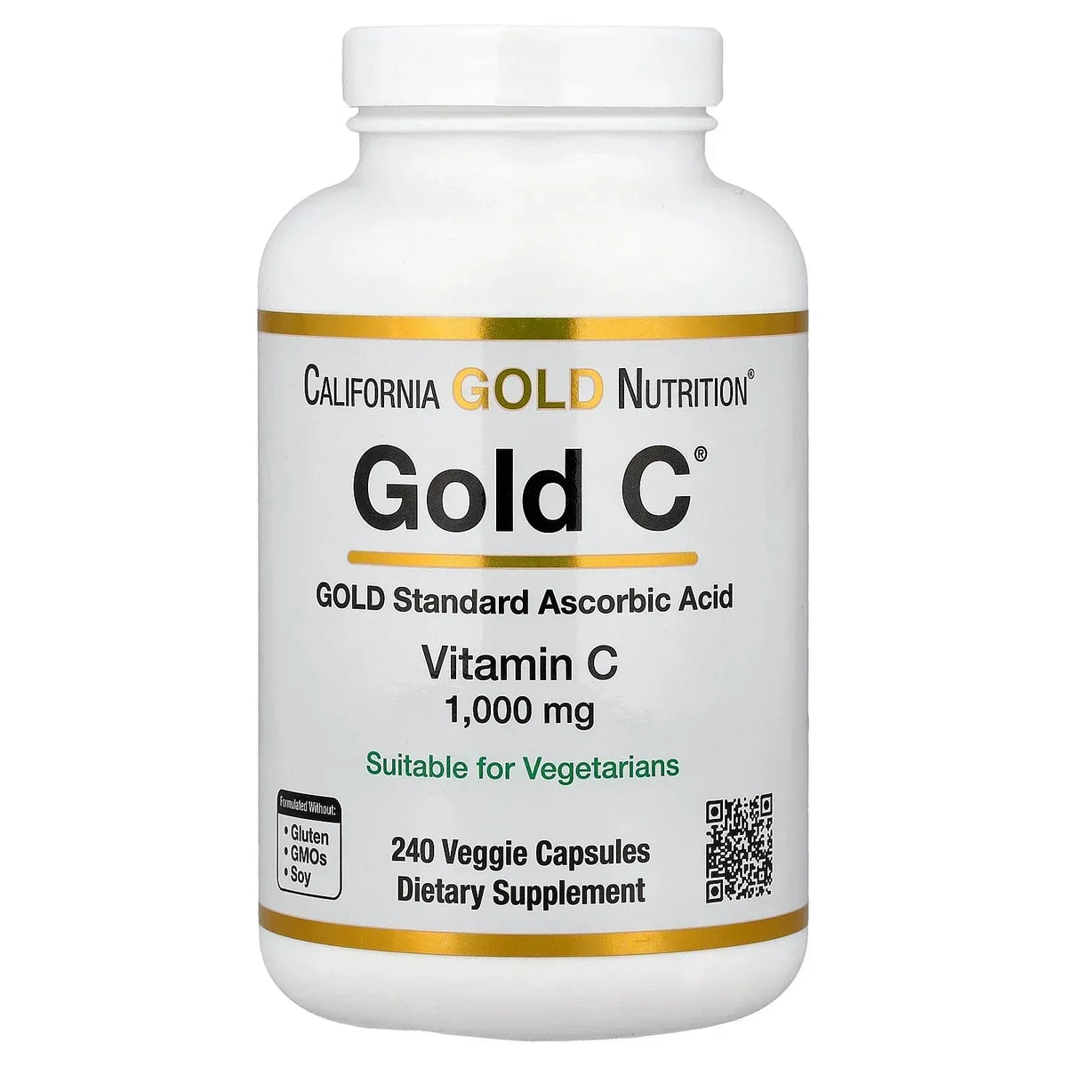 California Gold Nutrition Gold C®, USP Grade Vitamin C, 1,000 mg, 60 Veggie Capsules