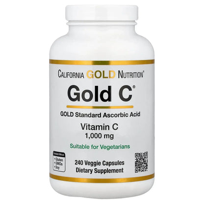 California Gold Nutrition Gold C®, USP Grade Vitamin C, 1,000 mg, 60 Veggie Capsules