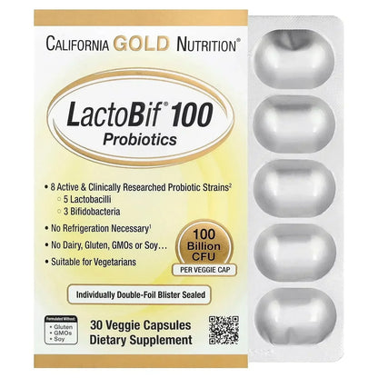California Gold Nutrition LactoBif® 30 Probiotics, 30 Billion CFU, 60 Veggie Capsules