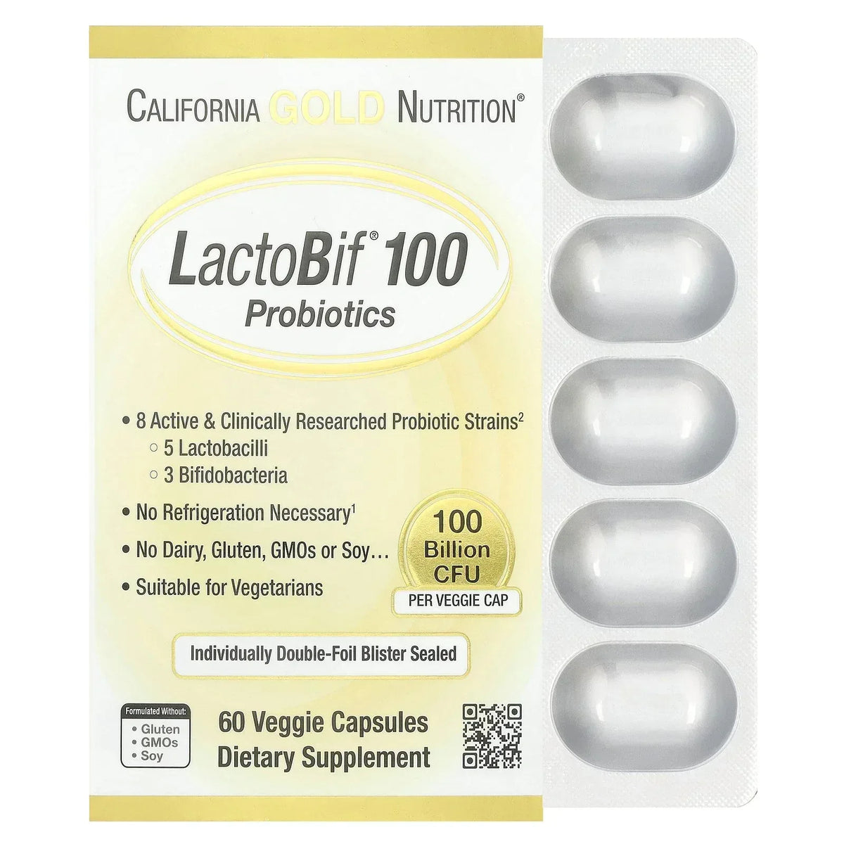 California Gold Nutrition LactoBif® 30 Probiotics, 30 Billion CFU, 60 Veggie Capsules