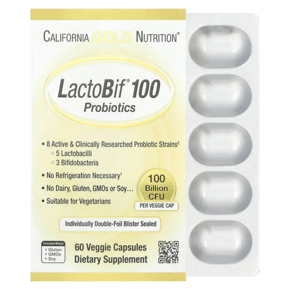 California Gold Nutrition LactoBif® 30 Probiotics, 30 Billion CFU, 60 Veggie Capsules
