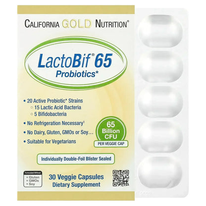 California Gold Nutrition LactoBif® 30 Probiotics, 30 Billion CFU, 60 Veggie Capsules