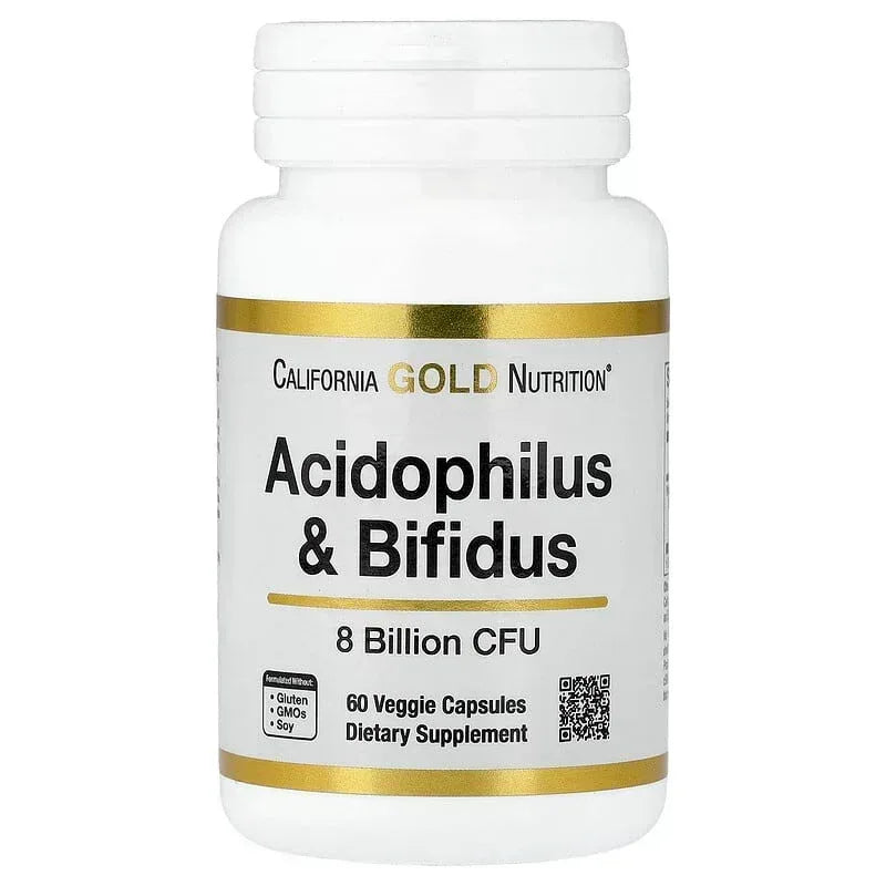 California Gold Nutrition, Acidophilus and Bifidus, Probiotic Blend with Lactobacillus acidophilus, Bifidobacterium lactis, and Bifidobacterium longum, 60 Veggie Capsules